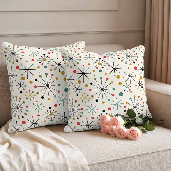 Outdoor Pillow Covers Set of 2, Mid Century Abstract Geometric Decorative Throw Pillow Covers 18X18IN, Modern Colorful Atomic Throw Pillows Protector Cushion Case for Patio,Couch,Sofa,Garden