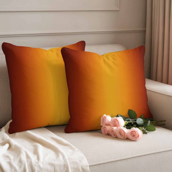 Outdoor Pillow Covers Set of 2, Modern Minimalist Orange Dark Ombre Decorative Throw Pillow Covers 16X16IN, Fall Color Gradient Art Throw Pillows Protector Cushion Case for Patio,Couch,Sofa,Garden