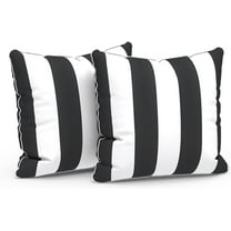 Outdoor Pillow Covers Set of 2, Patio Waterproof Throw Pillow Cases Fade Resistant Accent Pillow Covers for Spring Summer Garden Decoration, 18"x18", Cabana Black