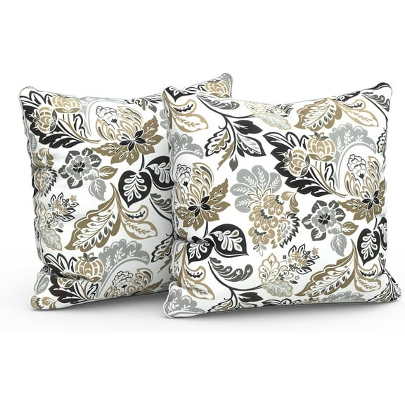 Outdoor Pillow Covers Set of 2, Patio Waterproof Throw Pillow Cases Fade Resistant Accent Pillow Covers for Spring Summer Garden Decoration, 18"x18", Dailey Tan