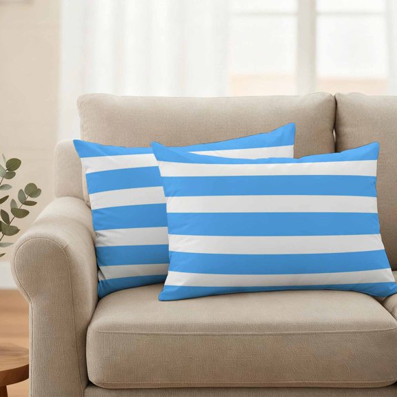 Outdoor Pillow Covers Set of 2, Simple Blue Striped Decorative Throw Pillow Covers 20X12IN, Modern Geometric Line Throw Pillows Protector Cushion Case for Patio,Couch,Sofa,Garden