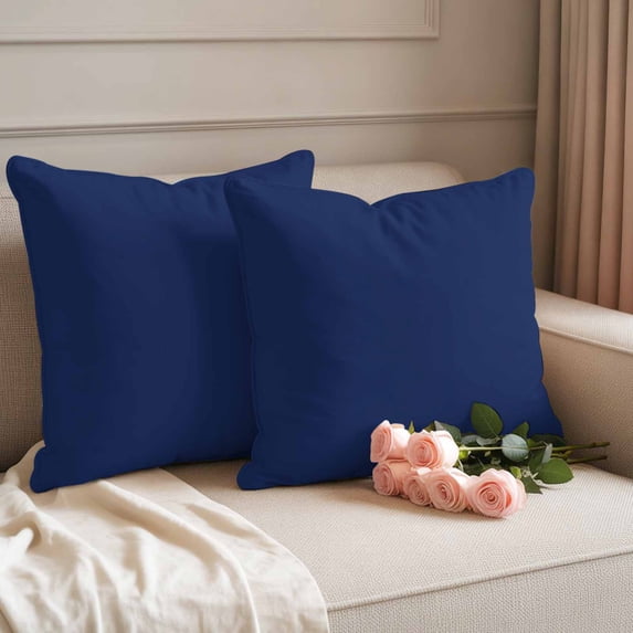 Outdoor Pillow Covers Solid Pure Cyan Blue Waterproof Pillow Cases 18x18 Set of 2, Unadorned Single Color Art Throw Pillow Cover Pillowcase for Patio Balcony Couch Garden
