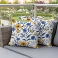 thumbnail image 1 of Outdoor Pillow Covers Spring Yellow Blue Flower on White Waterproof Pillow Cases 20x20 Set of 2, Seamless Floral Leaves Throw Pillow Cover Pillowcase for Patio Balcony Couch Garden, 1 of 9