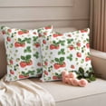 thumbnail image 1 of Outdoor Pillow Covers Summer Green Red Strawberries Waterproof Pillow Cases 18x18 Set of 2, Pastoral Flower Leaves Throw Pillow Cover Pillowcase for Patio Balcony Couch Garden, 1 of 9