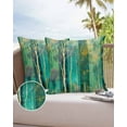 thumbnail image 1 of Outdoor Pillow Covers Throws Abstract Forest Tree Oil Painting,Waterproof Pillow Cases Pack of 2 Green and Teal Artwork,Durable Cushion Cover Pillowcase for Patio Balcony Couch Garden, 1 of 7