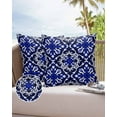 thumbnail image 1 of Outdoor Pillow Covers Throws Geometric Abstract Flower Artwork,Waterproof Pillow Cases Pack of 2 Boho Blue Floral Line Art,Durable Cushion Cover Pillowcase for Patio Balcony Couch Garden, 1 of 7