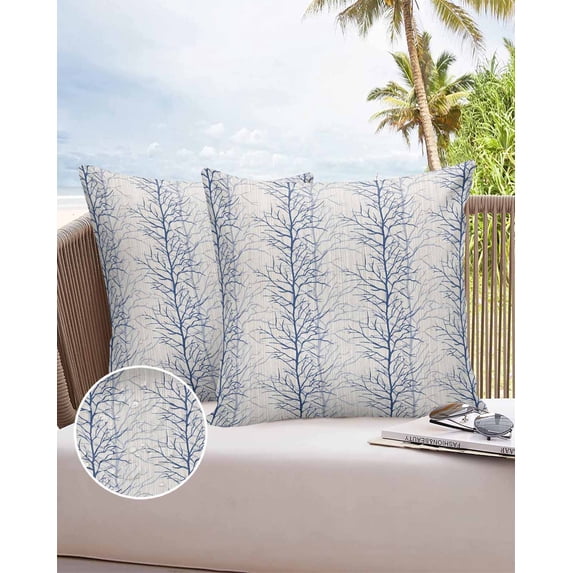 Outdoor Pillow Covers Throws Gradient Branches Tree Silhouette,Waterproof Pillow Cases Pack of 2 Abstract Plant on Stripe,Durable Cushion Cover Pillowcase for Patio Balcony Couch Garden