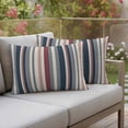 thumbnail image 1 of Outdoor Pillow Covers Vintage Blue Red Stripes Waterproof Pillow Cases 20x12 Set of 2, Abstract Geometric Line Throw Pillow Cover Pillowcase for Patio Balcony Couch Garden, 1 of 9