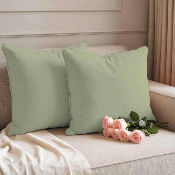 Outdoor Pillow Covers Vintage Green Graze Pattern Waterproof Pillow Cases 18x18 Set of 2, Monochrome Throw Pillow Cover Pillowcase for Patio Balcony Couch Garden