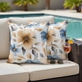 thumbnail image 1 of Outdoor Pillow Covers Watercolor Orange Blue Flowers Waterproof Pillow Cases 24x24 Set of 2, Spring Garden Floral Throw Pillow Cover Pillowcase for Patio Balcony Couch Garden, 1 of 9