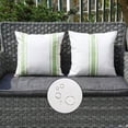 thumbnail image 1 of Outdoor Pillow Covers Waterproof 18x18 Set of 2 Decorative Linen Throw Pillow Cover Beige and Green Striped Outdoor Pillows for Patio Furniture, 1 of 6