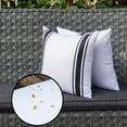 thumbnail image 1 of Outdoor Pillow Covers Waterproof 18x18 Set of 2 Decorative Linen Throw Pillow Cover Beige and Green Striped Outdoor Pillows for Patio Furniture, 1 of 5