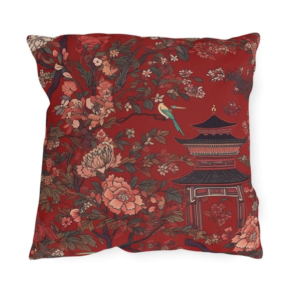 Outdoor Pillow In Chinoiserie Pattern