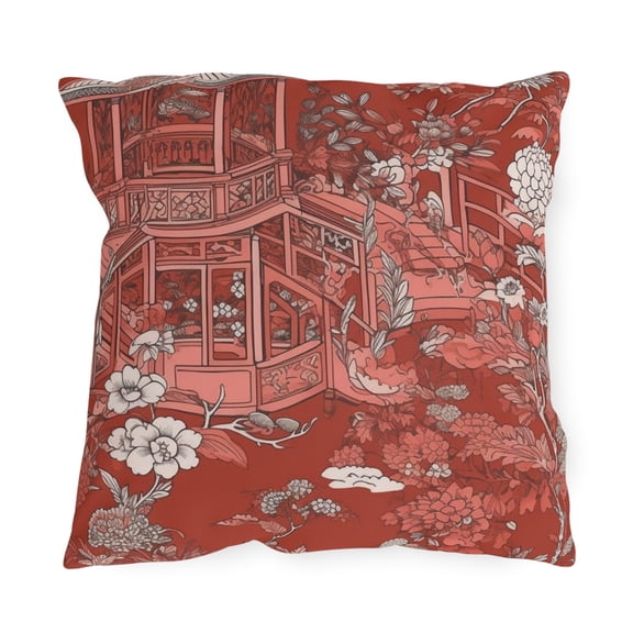 Outdoor Pillow In Chinoiserie Pattern