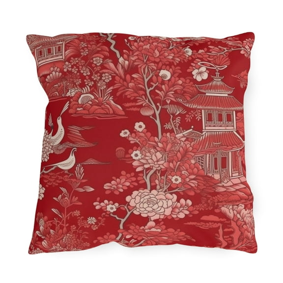 Outdoor Pillow In Chinoiserie Pattern