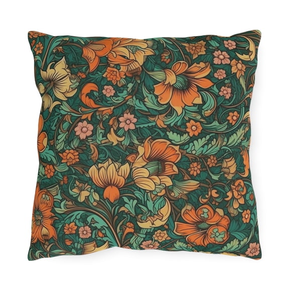 Outdoor Pillow In Jacobean Pattern