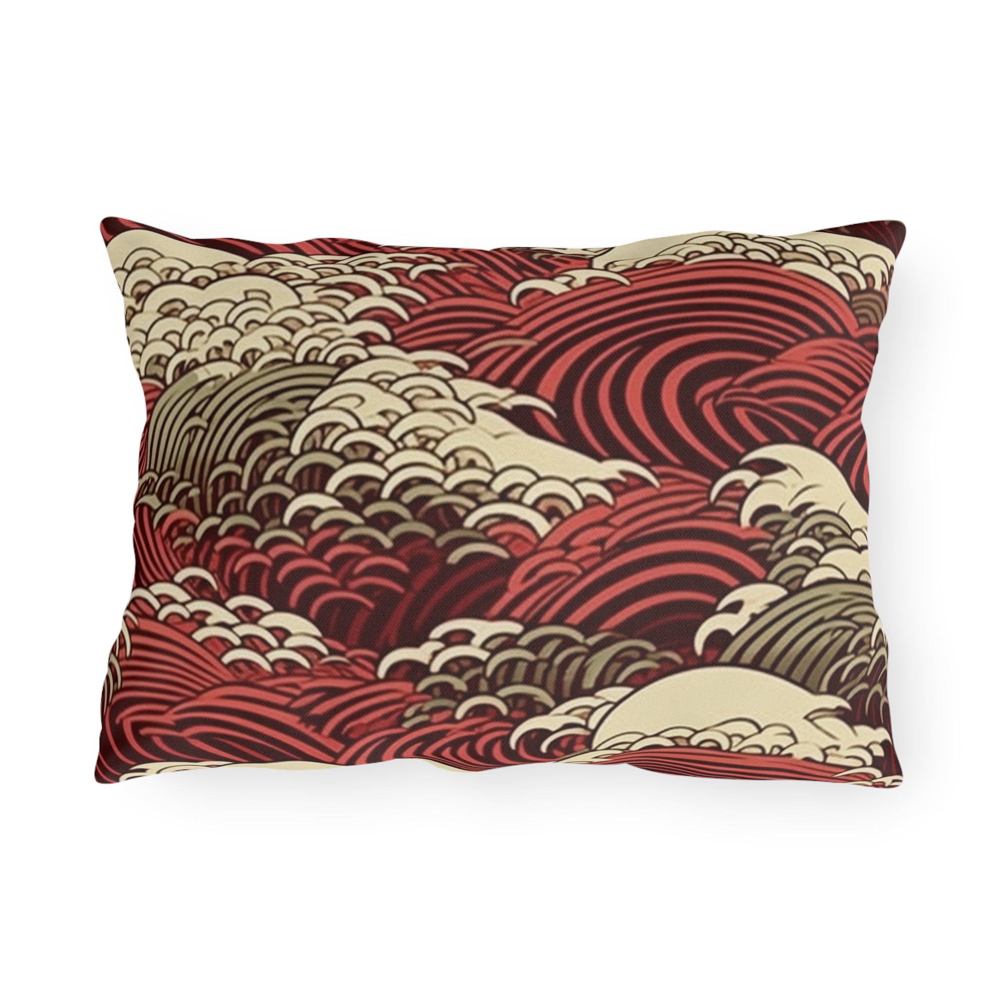 Outdoor Pillow In Japanese Wave Design