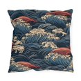 thumbnail image 1 of Outdoor Pillow In Japanese Wave Pattern, 1 of 4
