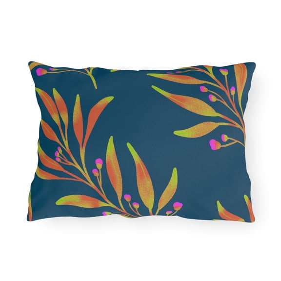 Outdoor Pillow In Rusty Leaves Pattern