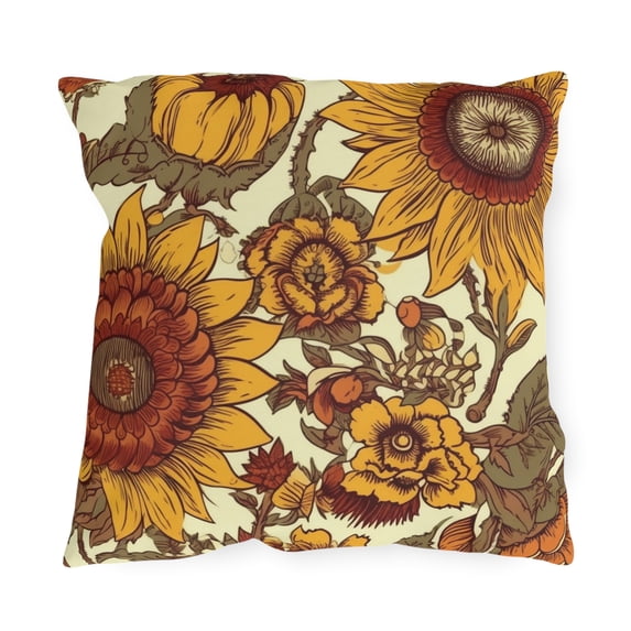 Outdoor Pillow In Sunflower Pattern