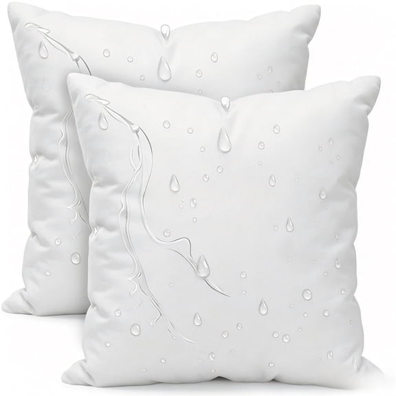Outdoor Pillow Inserts 20 x 20 Inches (Pack of 2, White), Water Resistant Garden Throw Pillows for Patio and Porch Furniture
