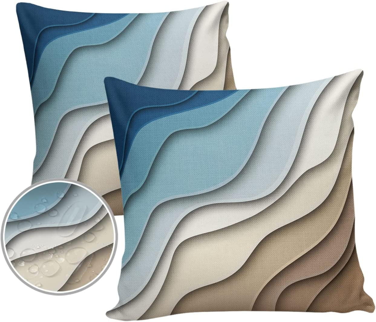 Outdoor Pillows 16x16 Waterproof Outdoor Pillow Covers, Ombre Stripes