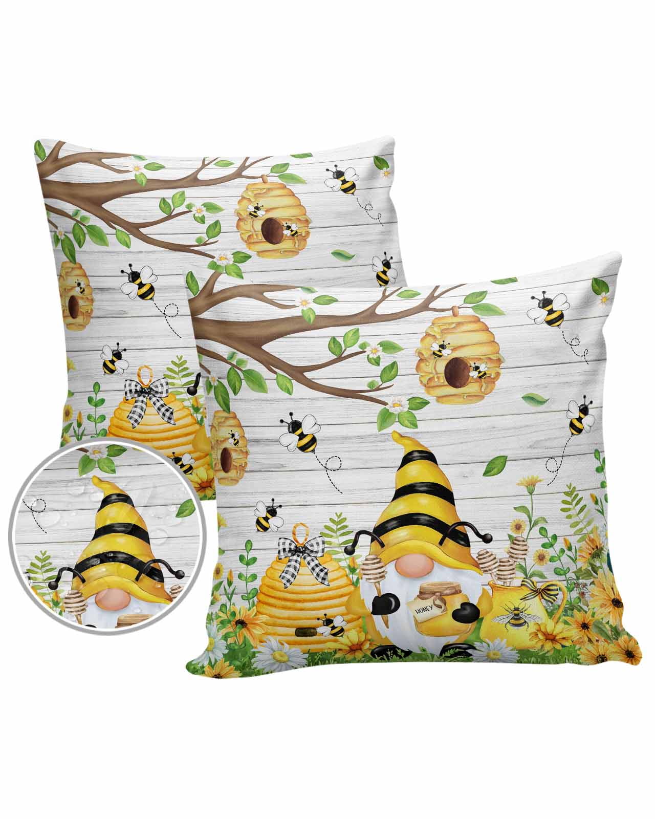 Outdoor Pillows 18x18 Waterproof Outdoor Pillow Covers Summer Gnome Bee