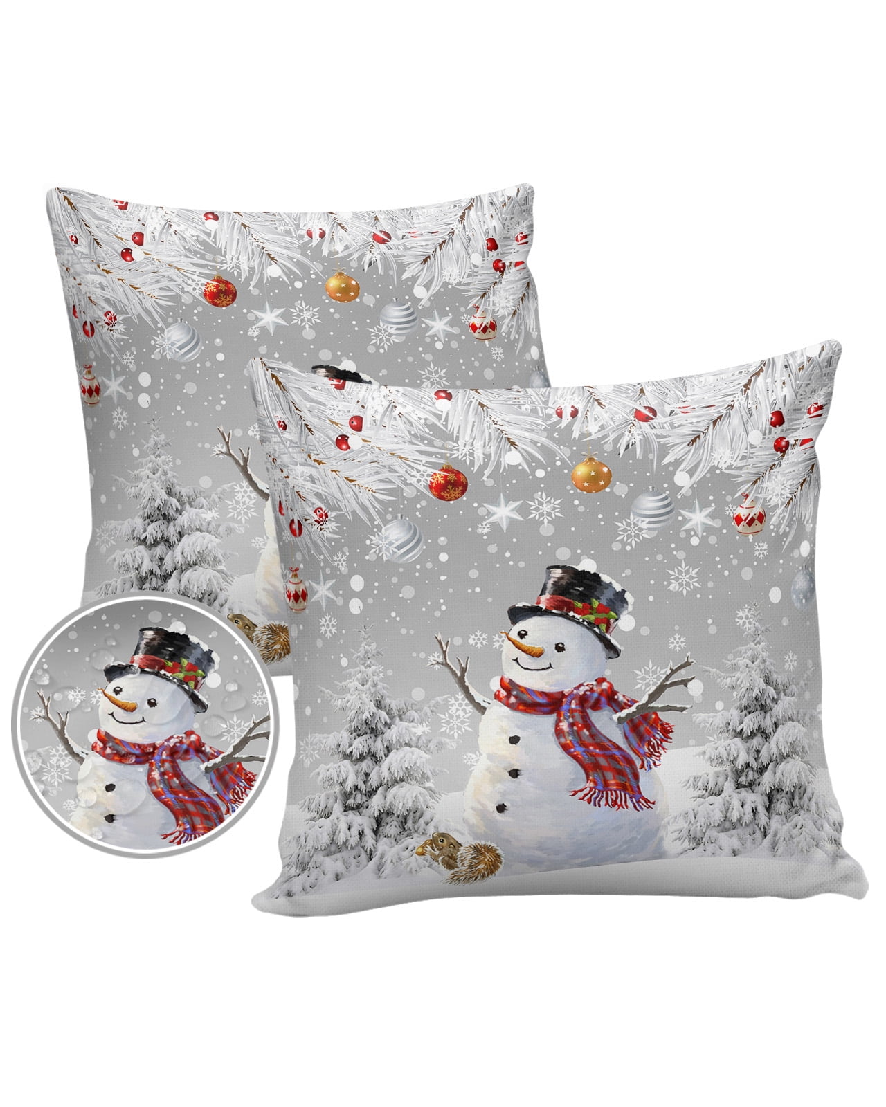 Outdoor Pillows Cover 18x18 Pack of 2 Christmas Snowflake Sparkle