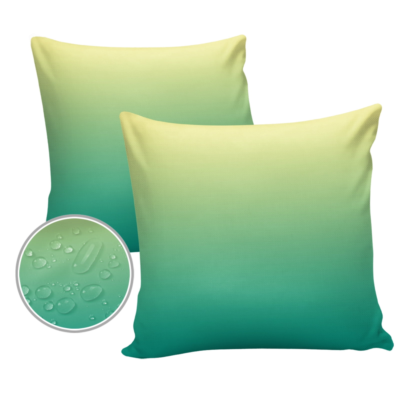 Outdoor Pillows Cover 18x18 Pack of 2 Green Yellow Ombre Texture