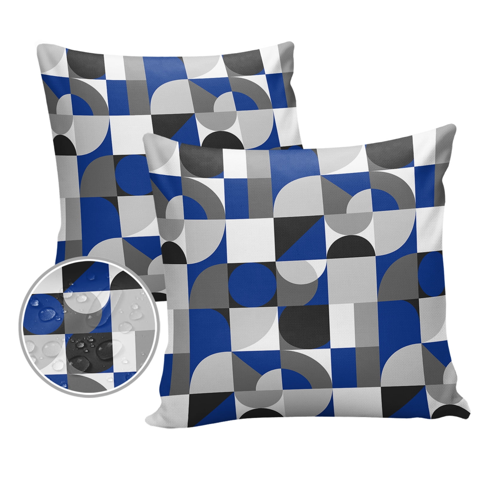 Outdoor Pillows Cover 18x18 Pack of 2 Mid Century Abstract Art