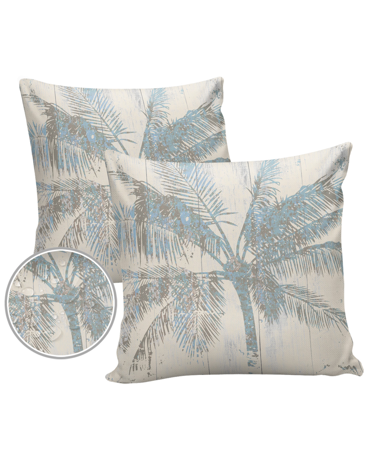 Outdoor Pillows Cover 18x18 Pack of 2 Tropical Palm Tree Wood