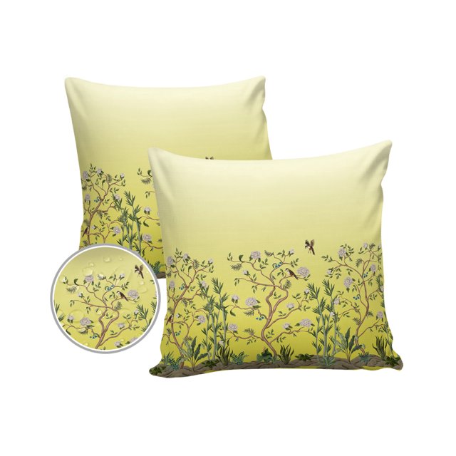 Outdoor Pillows Cover 20x20 Pack of 2 Fall Bird Floral Waterproof Throw