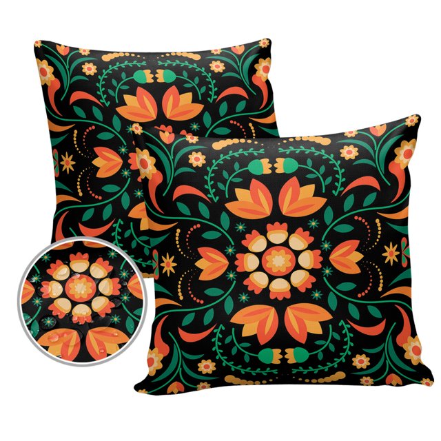 Outdoor Pillows Cover 20x20 Pack of 2 Mexican Abstract Flower