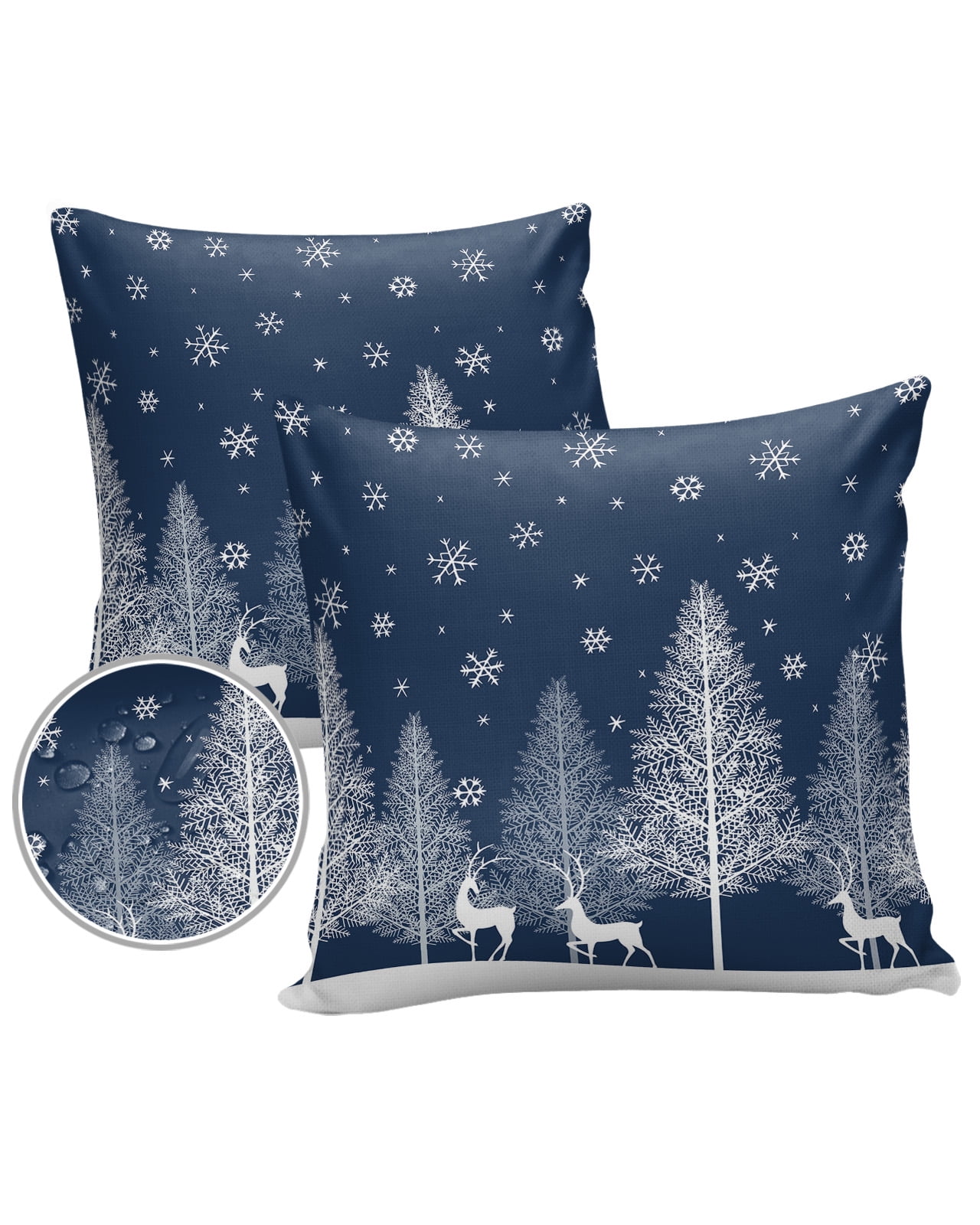 Outdoor Pillows Cover 26x26 Pack of 2 Christmas Tree Reindeer