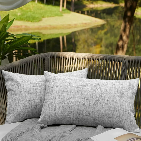 Outdoor Pillows For Patio Furniture Waterproof Pillow Covers Square Garden Cushion Farmhouse Linen Throw Pillow Covers Shell For Patio Tent Couch 18X18 Inch-2Pcs