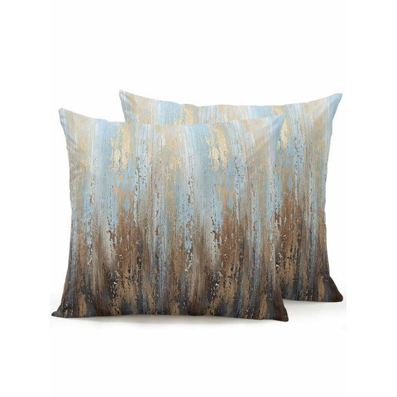 Outdoor Pillows Waterproof, Abstract Brown Bedding Throw Pillows with Insert for Couch Sofa Bed, Modern Gradient Minimalist Mottled Art 16x16 Inch Pillowcases Decorative Camping Patio Pillow Set of 2