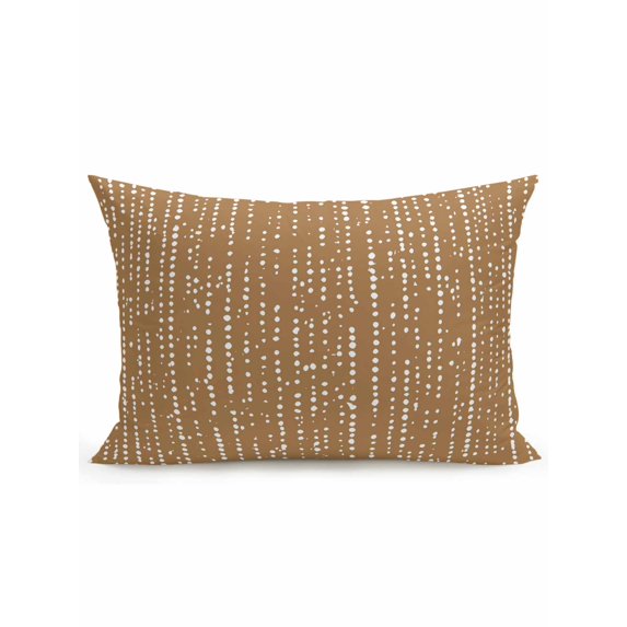 Outdoor Pillows Waterproof, Abstract Polka Dot Bedding Throw Pillows with Insert for Couch Sofa Bed, Geometric Dotted Stripes Farmhouse Brown 12x20 Inch Pillowcases Decorative Patio Pillow Set of 1