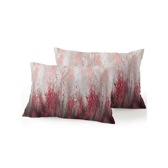 Outdoor Pillows Waterproof, Abstract Red Bedding Throw Pillows with Insert for Couch Sofa Bed, Modern Gradient Minimalist Mottled Art 12x20 Inch Pillowcases Decorative Camping Patio Pillow Set of 2