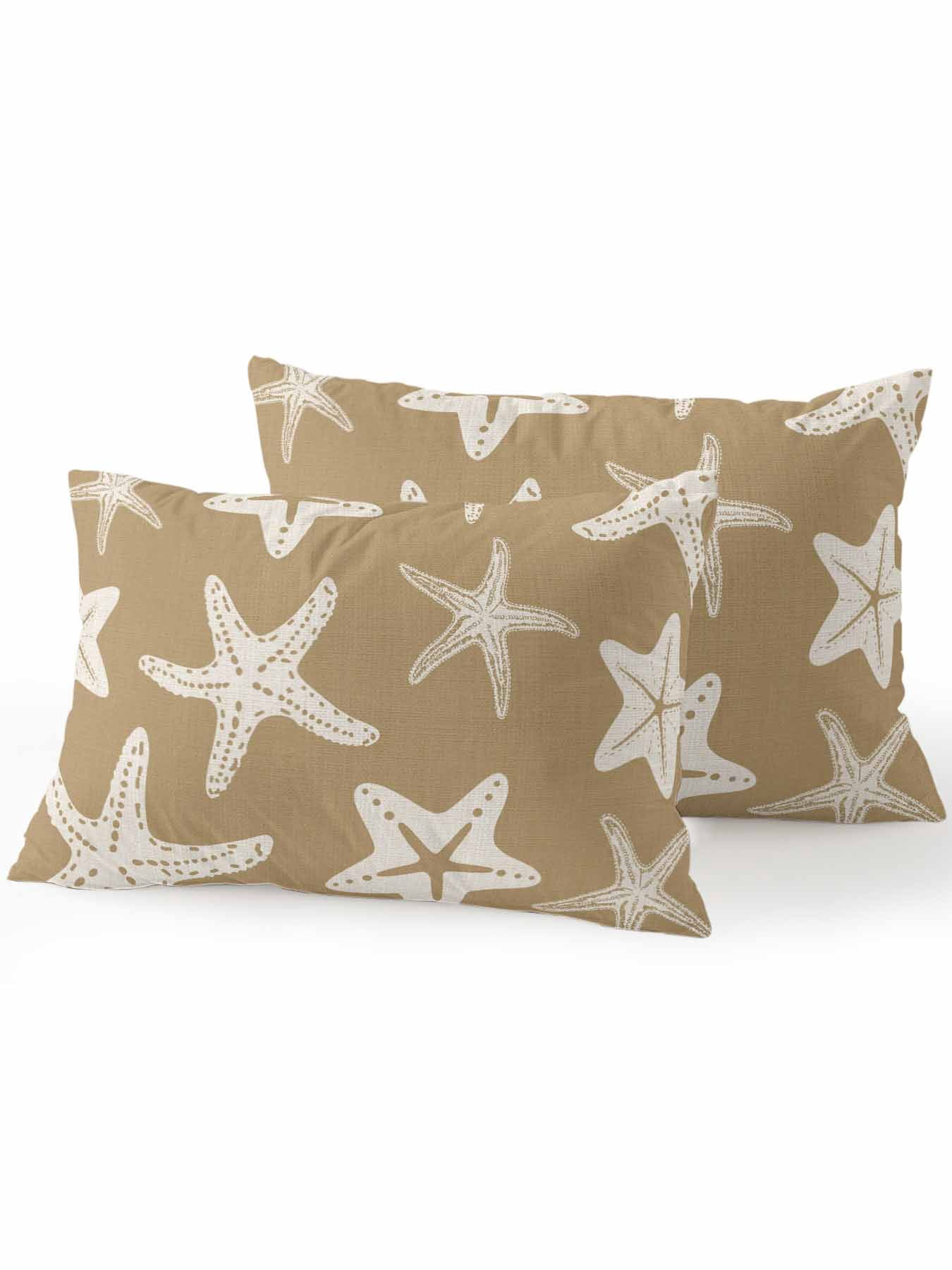 Outdoor Pillows Waterproof, Beige Brown Starfish Coastal Bedding Throw Pillows with Insert for Couch Sofa Bed, Nautical Summer Ocean Abstract Art 12x20 Inch Pillowcases Patio Pillow Set of 2