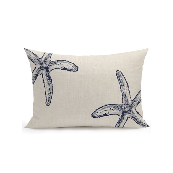 Outdoor Pillows Waterproof, Beige Starfish Coastal Bedding Throw Pillows with Insert for Couch Sofa Bed, Seaside Nautical Summer Rustic 12x20 Inch Pillowcases Decorative Camping Patio Pillow Set of 1