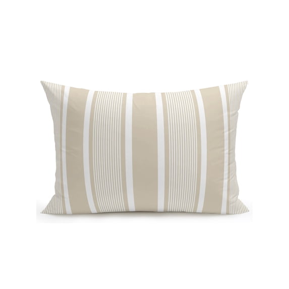 Outdoor Pillows Waterproof, Beige Stripe Bedding Throw Pillows with Insert for Couch Sofa Bed, Cream Striped Modern Minimalist Geometric Lines 12x20 Inch Pillowcases Decorative Patio Pillow Set of 1