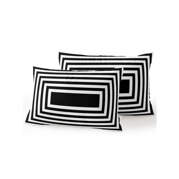 Outdoor Pillows Waterproof, Black White Geometric Bedding Throw Pillows with Insert for Couch Sofa Bed, Square Minimalist Modern 12x20 Inch Pillowcases Decorative Camping Patio Pillow Set of 2