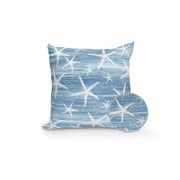 Outdoor Pillows Waterproof, Blue Coastal Starfish Throw Pillows with Inserts Included, Nautical Summer Beach Ocean Indoor Outdoor Decorative Lumbar Pillow for Bed/Couch/Patio 16"x16", 1Pcs