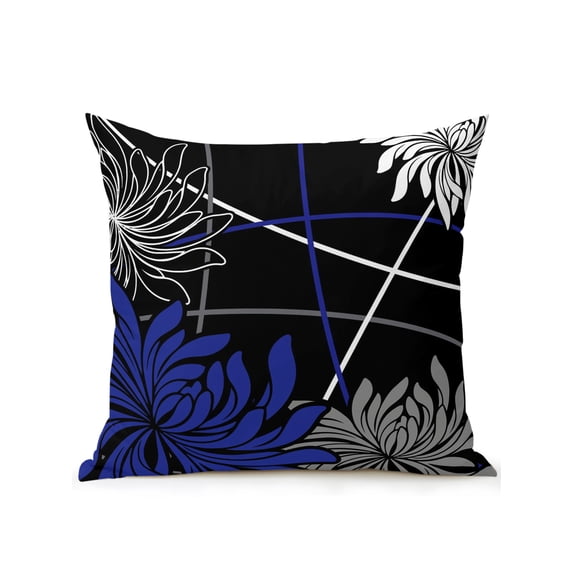 Outdoor Pillows Waterproof, Blue Grey Daisy Bedding Throw Pillows with Insert for Couch Sofa Bed, Botanical Flowers Floral Abstract Lines 18x18 Inch Pillowcases Decorative Patio Pillow Set of 1