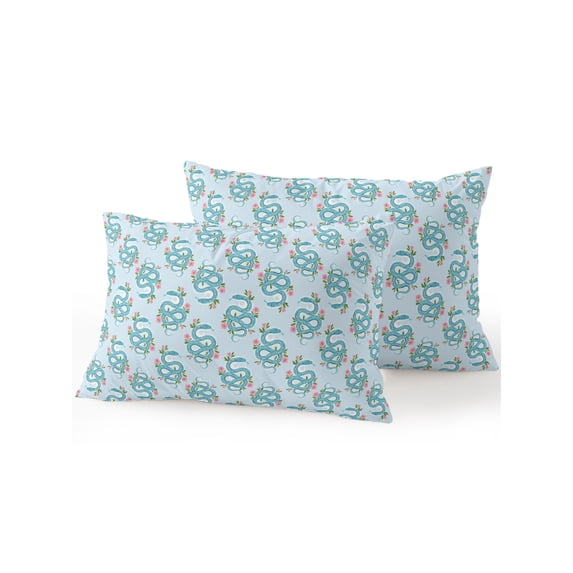 Outdoor Pillows Waterproof, Blue Snakes Flowers Bedding Throw Pillows with Insert for Couch Sofa Bed, Watercolor Country Wild Floral Plant 12x20 Inch Pillowcases Decorative Patio Pillow Set of 2