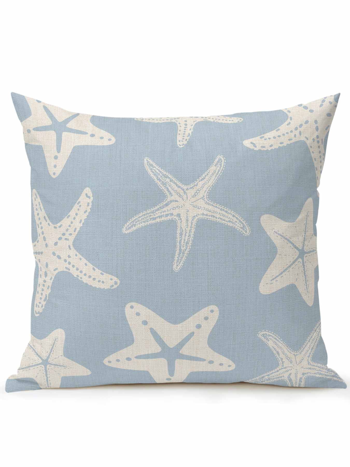 Outdoor Pillows Waterproof, Blue Starfish Coastal Bedding Throw Pillows with Insert for Couch Sofa Bed, Nautical Summer Ocean Abstract Art 18x18 Inch Pillowcases Decorative Patio Pillow Set of 1