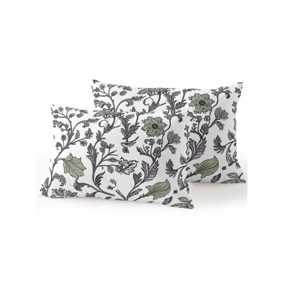 Outdoor Pillows Waterproof, Boho Leaf Bedding Throw Pillows with Insert for Couch Sofa Bed, Sage Green Spring Farmhouse Pastoral Tribal 12x20 Inch Pillowcases Decorative Patio Pillow Set of 2
