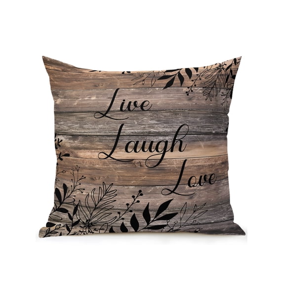 Outdoor Pillows Waterproof, Brown Black Botanical Bedding Throw Pillows with Insert for Couch Sofa Bed, Farmhouse Vintage Shabby Leaves 16x16 Inch Pillowcases Decorative Camping Patio Pillow Set of 1