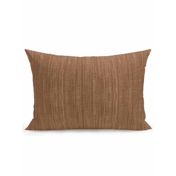 Outdoor Pillows Waterproof, Brown Linen Texture Bedding Throw Pillows with Insert for Couch Sofa Bed, Vintage Rustic Simple Stripes 12x20 Inch Pillowcases Decorative Camping Patio Pillow Set of 1