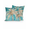 thumbnail image 1 of Outdoor Pillows Waterproof, Coastal Beach Tree Throw Pillows with Inserts Included, Vintage Teal Brown Tropical Palm Tree Indoor Outdoor Decorative Lumbar Pillow for Bed/Couch/Patio 18"x18", 2Pcs, 1 of 8